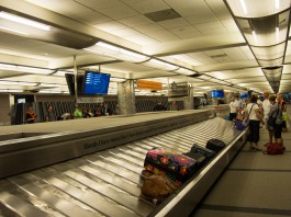 baggage on the conveyor belt