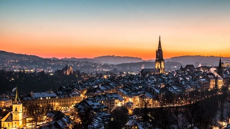 Bern in January at night