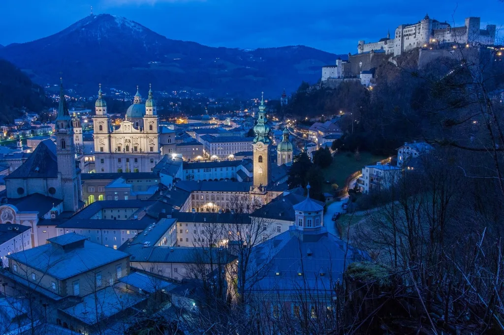 Panorama of Salzburg in winter