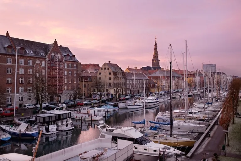 Boats in Canal in Copenhagen, Denmark