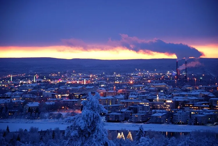 The City of Rovaniemi in Finland covered in snow