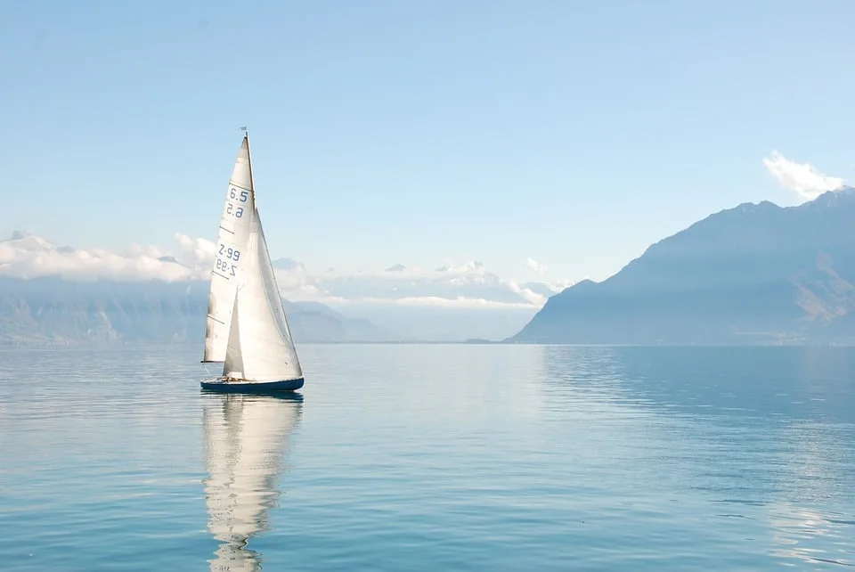 A Sailing Boat on Lake Geneva, Switzerland