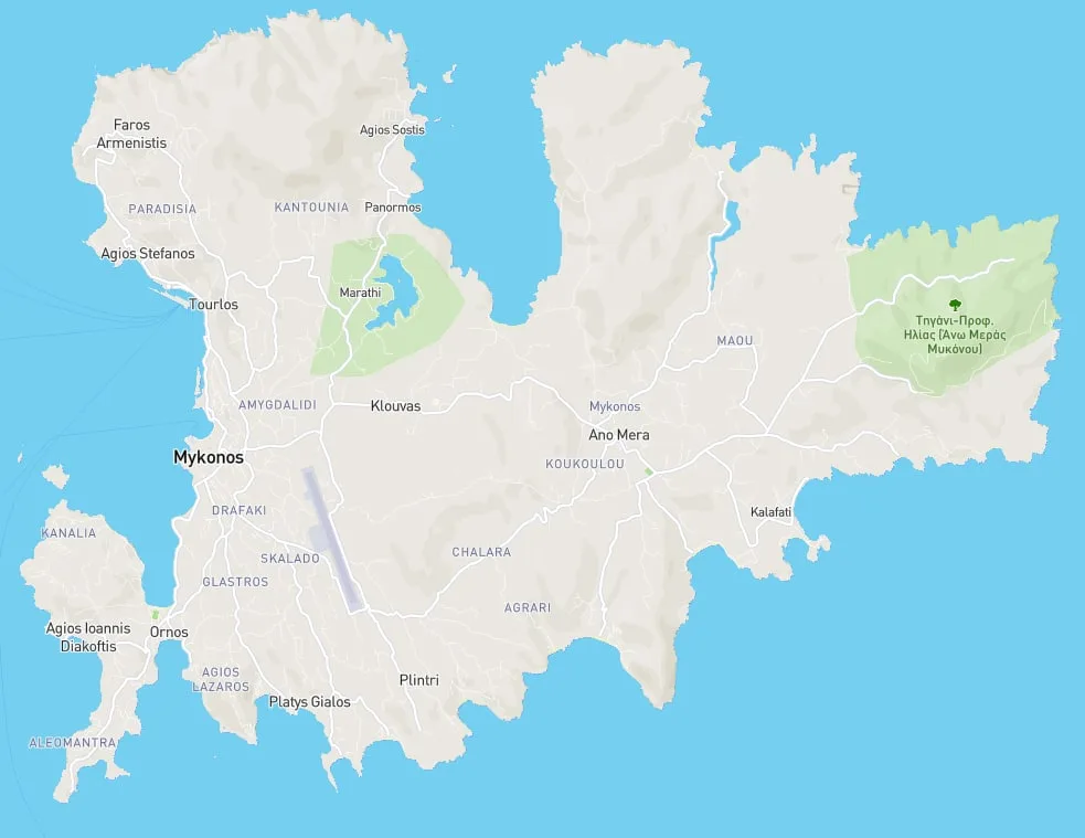 Mykonos island map
