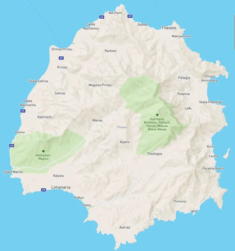 Thassos island map
