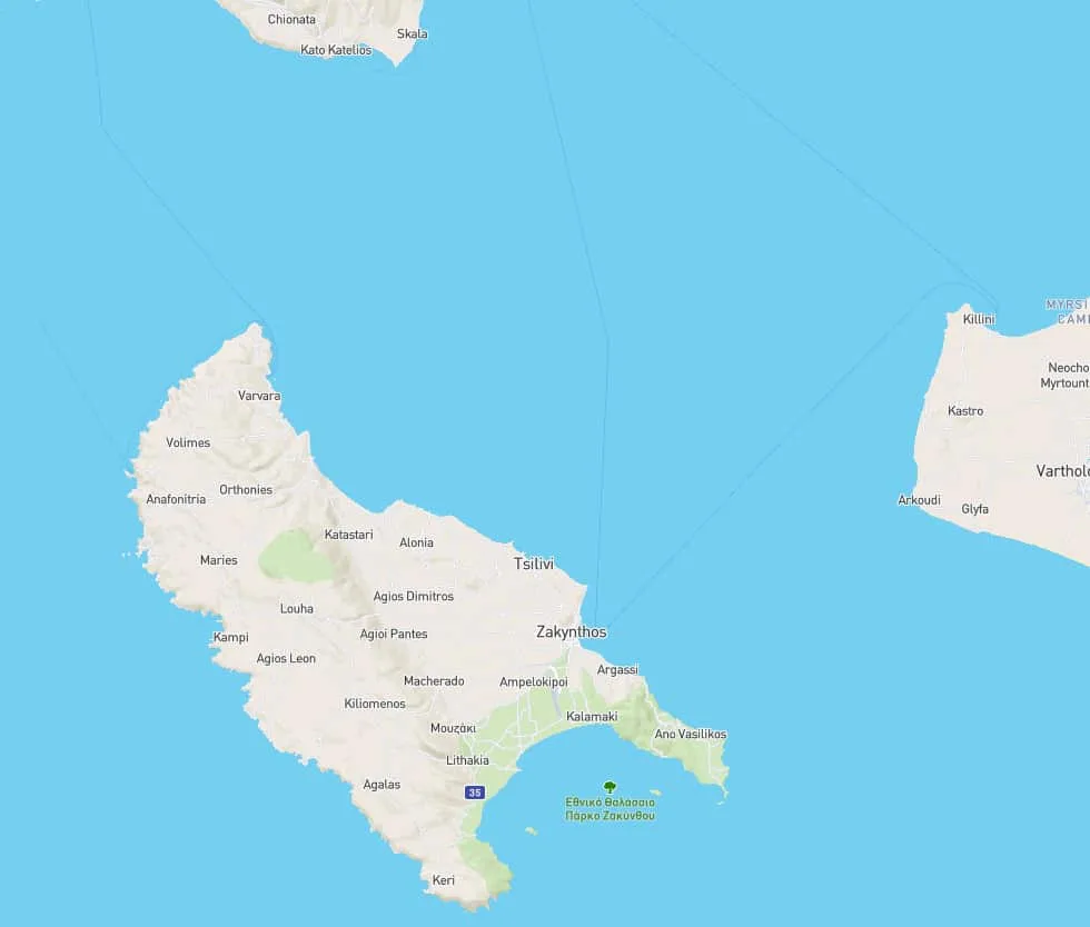 Zakynthos island map