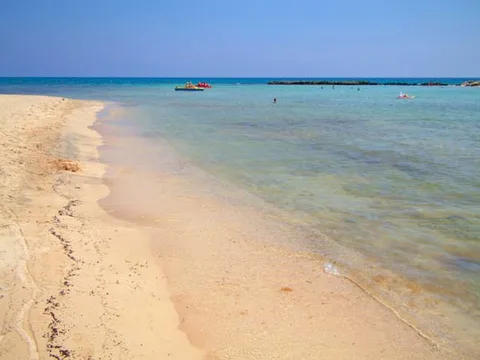 Silver Beach with clear water and white sand.