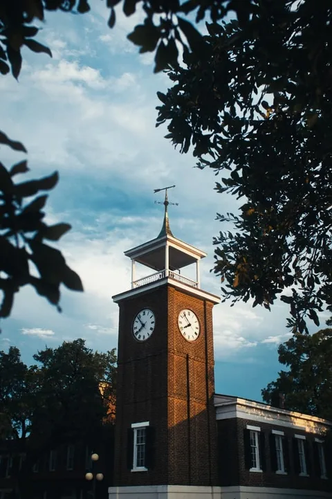 Brown brick clock tower, Georgetown SC