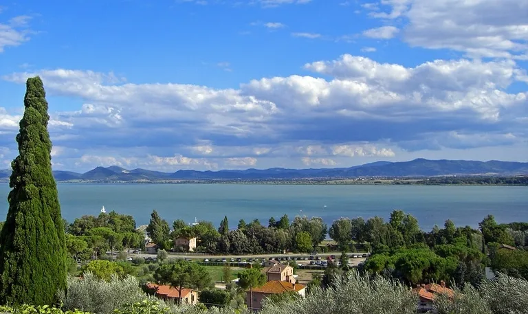 Tuoro Beach and Town near Lake Trasimeno