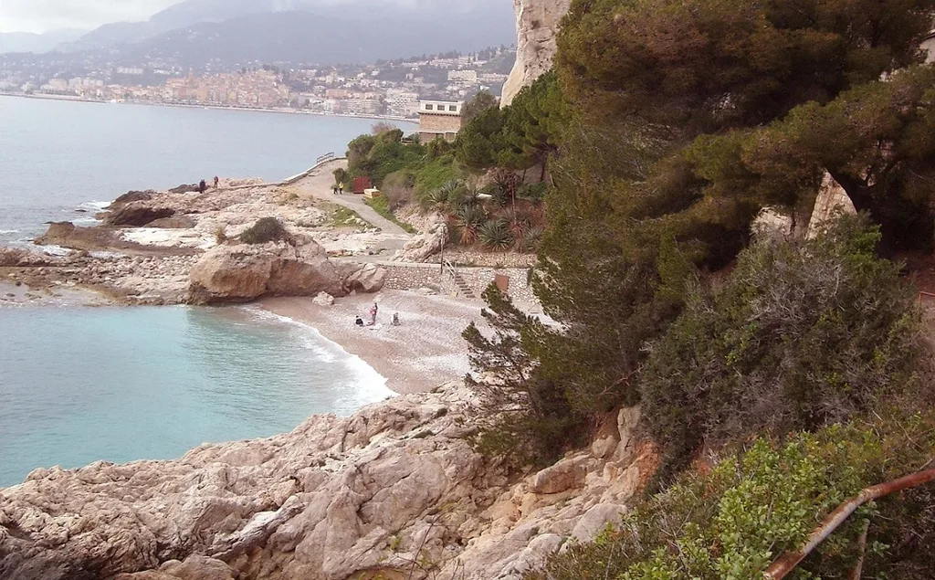 Secluded and colorful beach Balzi Rossi in Northern Italy