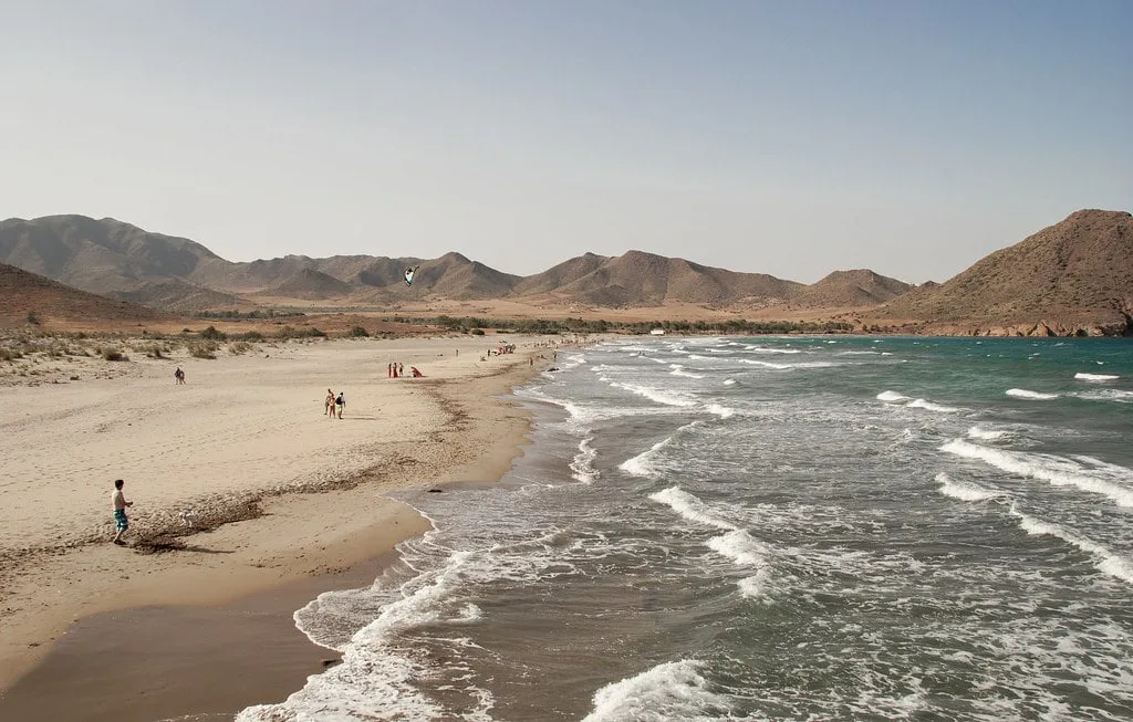 Gentle waves at Playa de Los Genoveses in Almería
