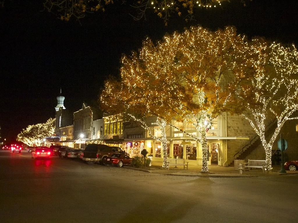 Christmas trees with decoration lights in the Wisconsin Avenue, Georgetown