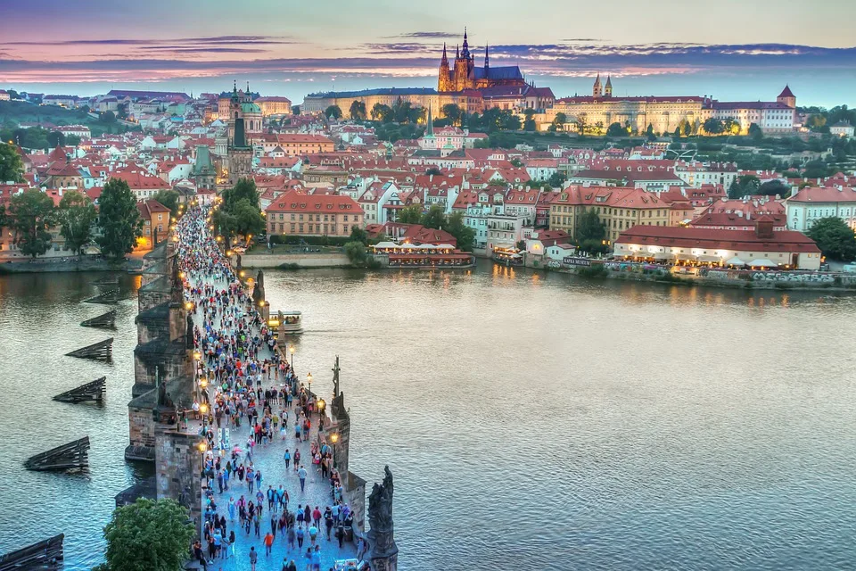 Tourists swarming in Prague