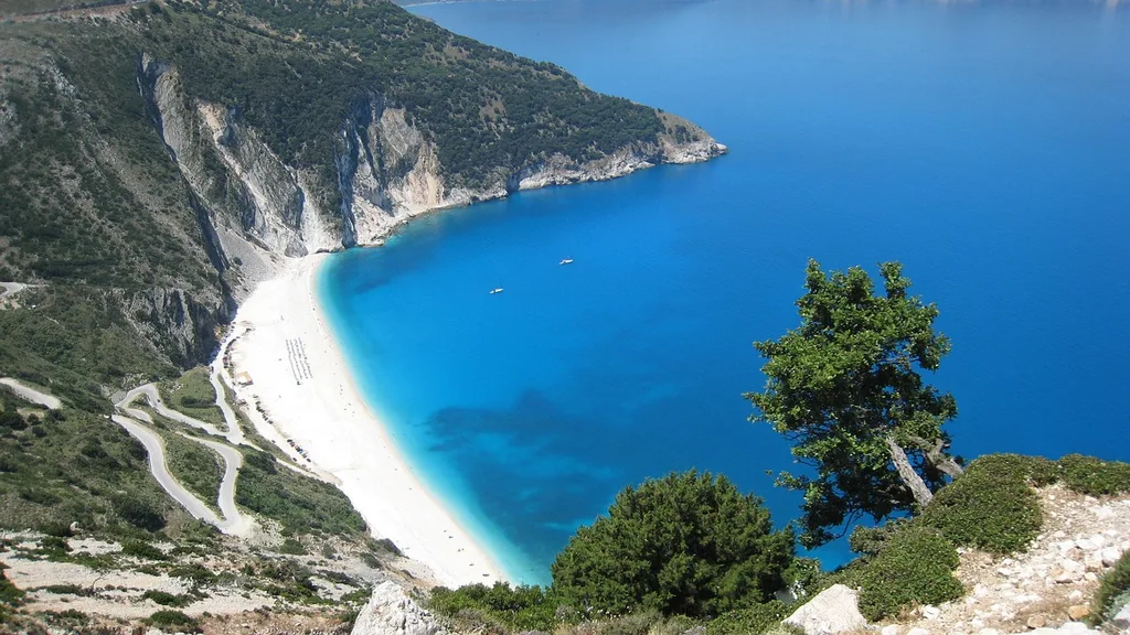 Spectacular view of Myrtos beach on Kefalonia