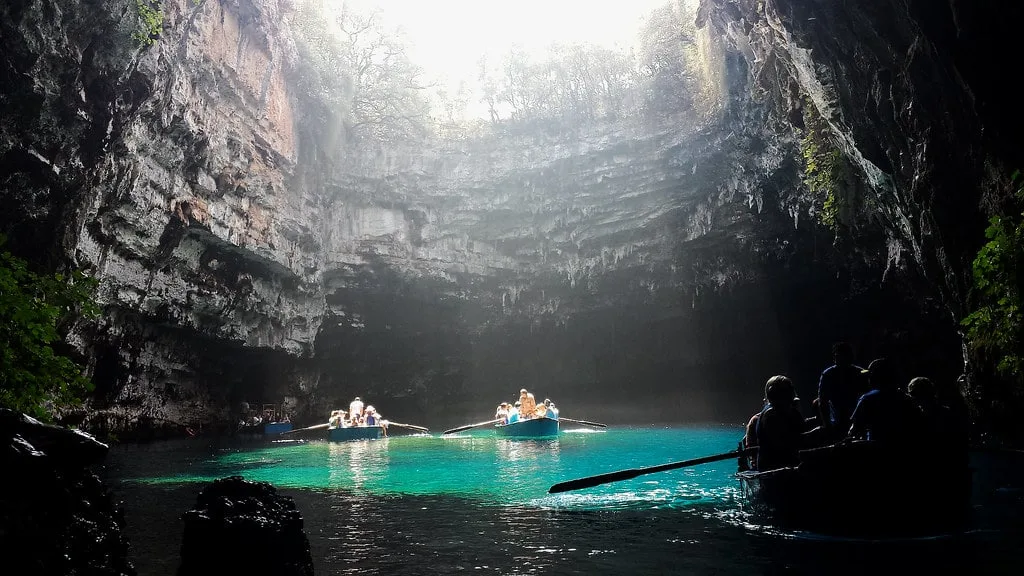 A boat ride through Melissani Cave on Kefalonia