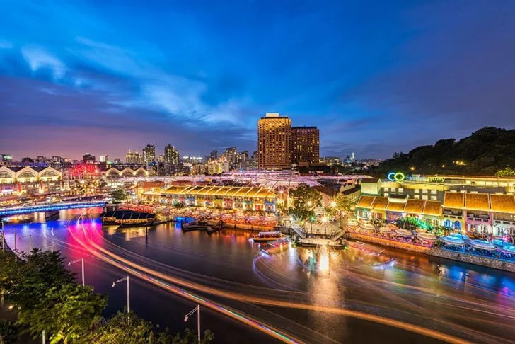 Nightime Skyline of Clarke Quay