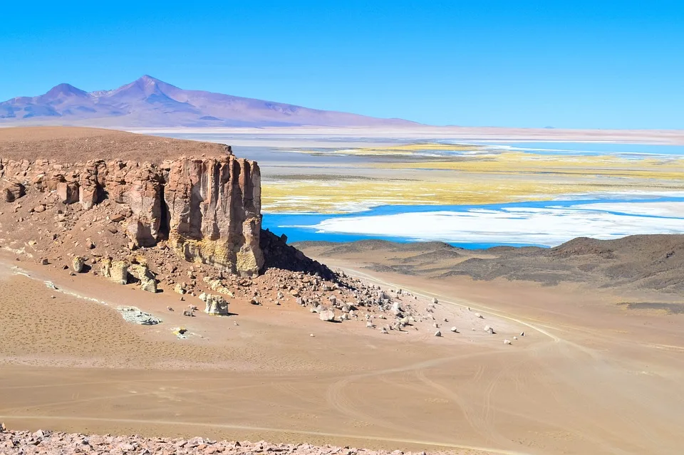 Atacama desert and with a view of the volcano