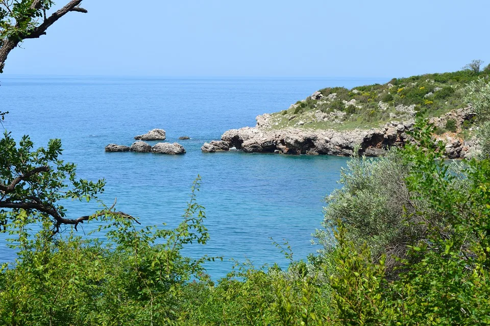 Sea viewed from hills around Buljarica beach