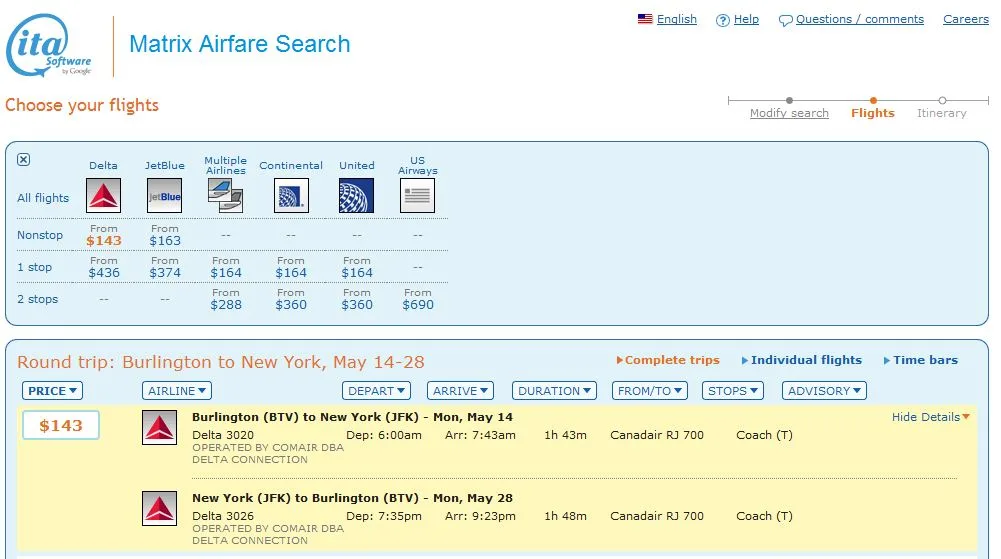 Search the First Leg of the Trip in Matrix