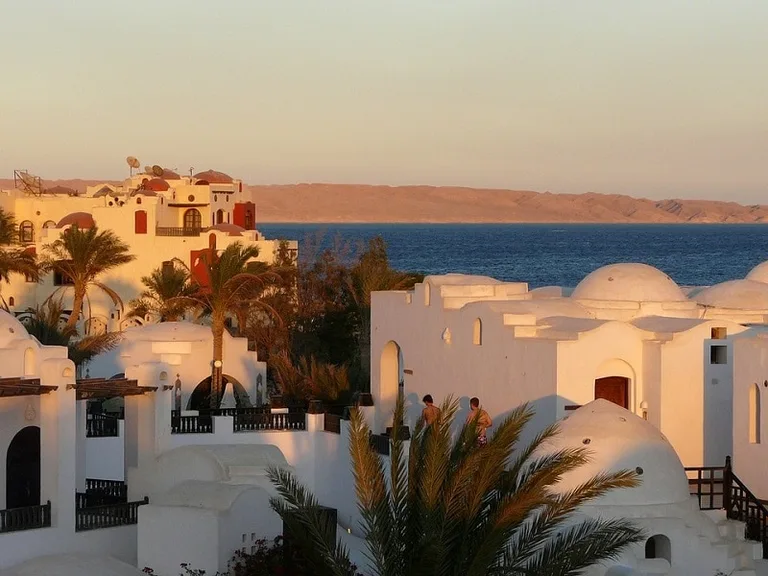 A Complex of White Hotels in Hurghada, Egypt