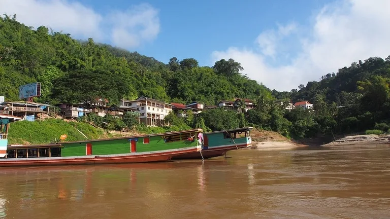A boat on Mekong River, Huay Xai
