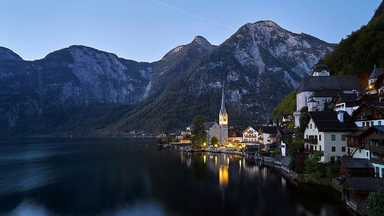 Hallstatt by the lake, surrounded by Alps