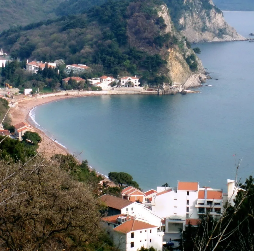 Petrovac Beach and Bay seen from Above