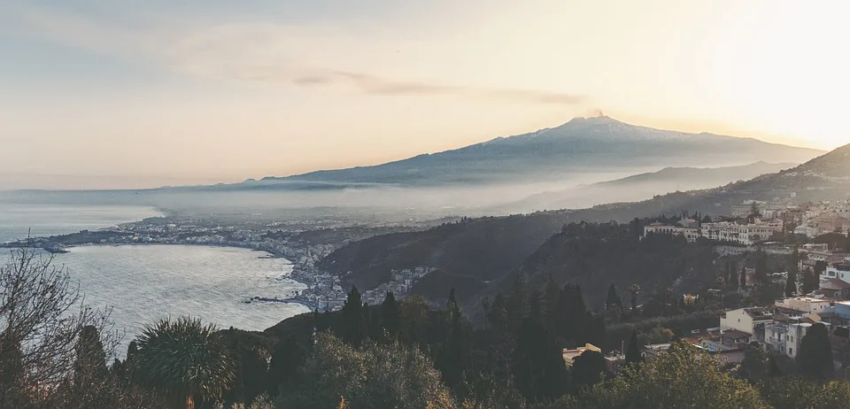 Beautiful view of Mount Etna from Taormina