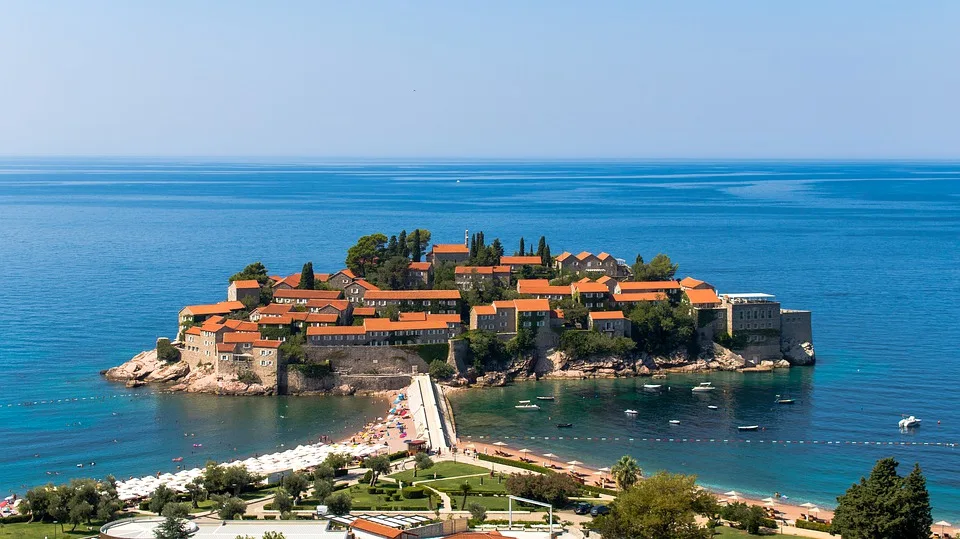 Sveti Stefan Town surrounded by the Adriatic Sea