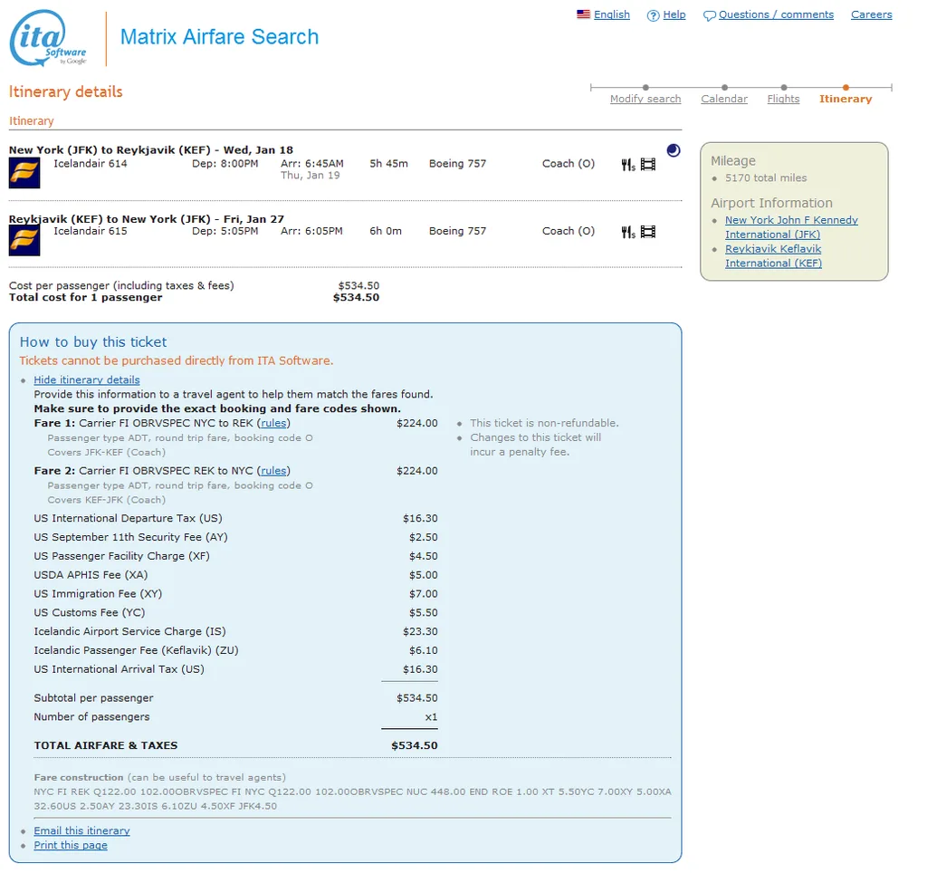 breakdown of total airfare that you need to pay