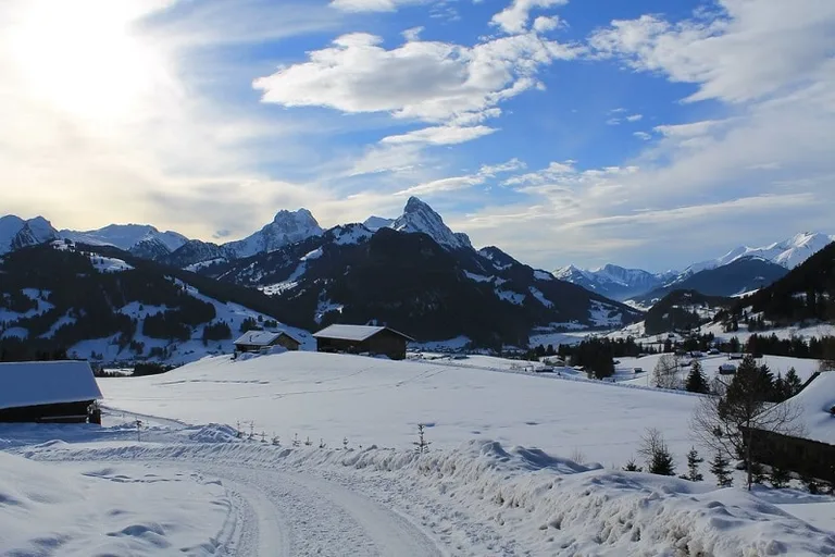 White Snow-Capped Peaks of Gstaad, Switzerland