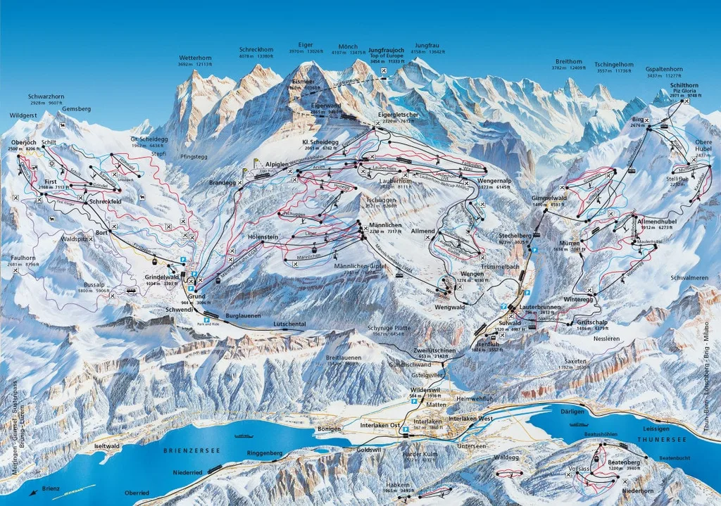 Map of the Jungfrau Ski Region