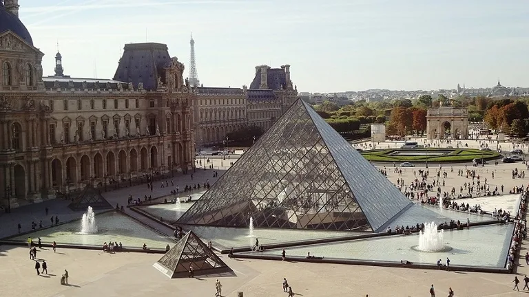 The Pyramid outside the Louvre in Paris