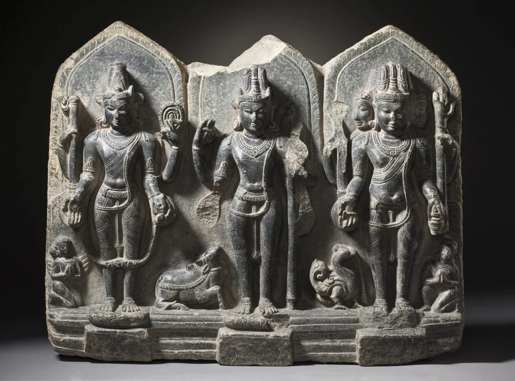 Trimurti, or Holy Trinity of Brahma, Shiva and Vishnu