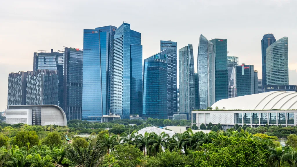 Singapore's skyscraper as observed from Marina bay observation deck