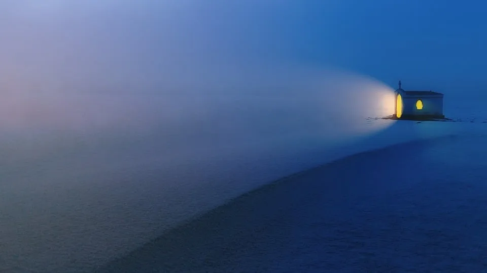 A Christian Chapel on a Dark Snowy Night