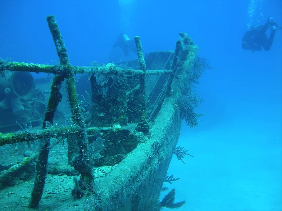 Underwater Shipwreck at the Bahamas