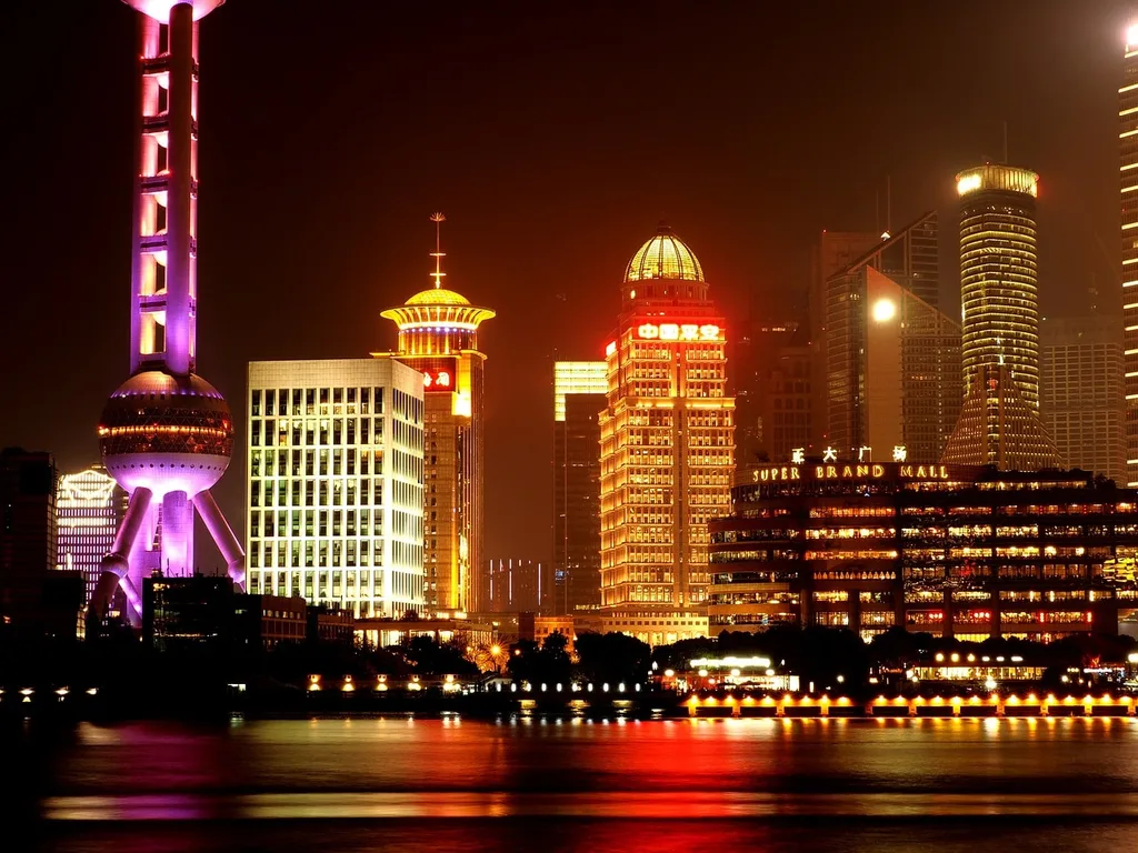 Bright lights of Shanghai at night