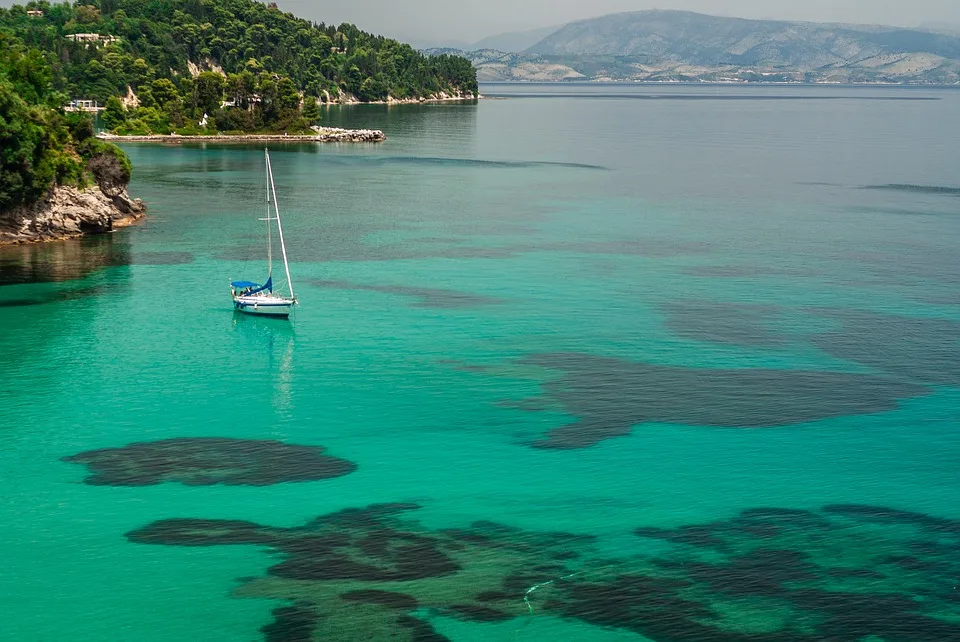 Emerald sea in Corfu is ideal for couples